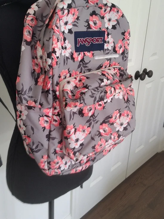 JanSport THE DIGIBREAK Coral Sparkle Pretty Posey Backpack - Picture 4 of 16